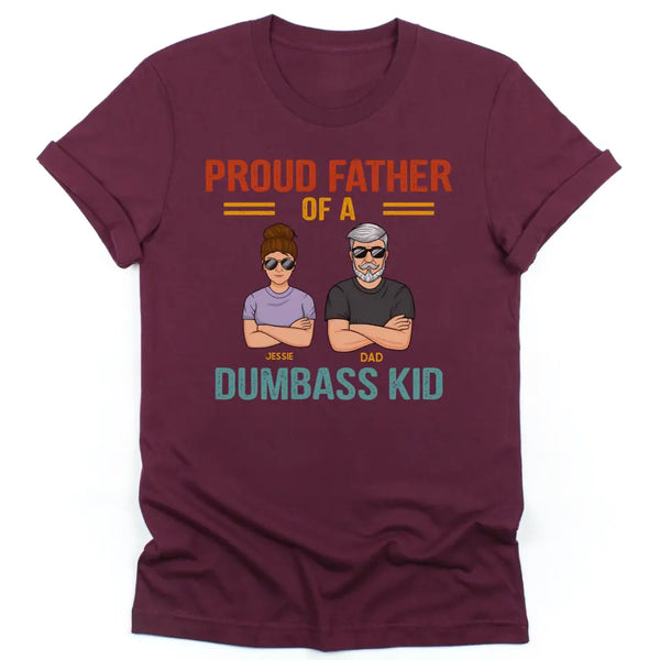 T-Shirt-Proud Father - Personalized Unisex T-Shirt | Dad Shirt | Father's Day Gift-Unisex T-Shirt-Maroon-JackNRoy
