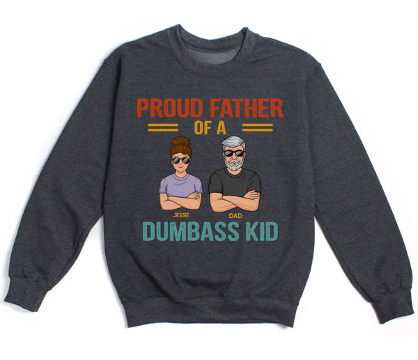 T-Shirt-Proud Father - Personalized Unisex T-Shirt | Dad Shirt | Father's Day Gift-Unisex Sweatshirt-Dark Heather-JackNRoy