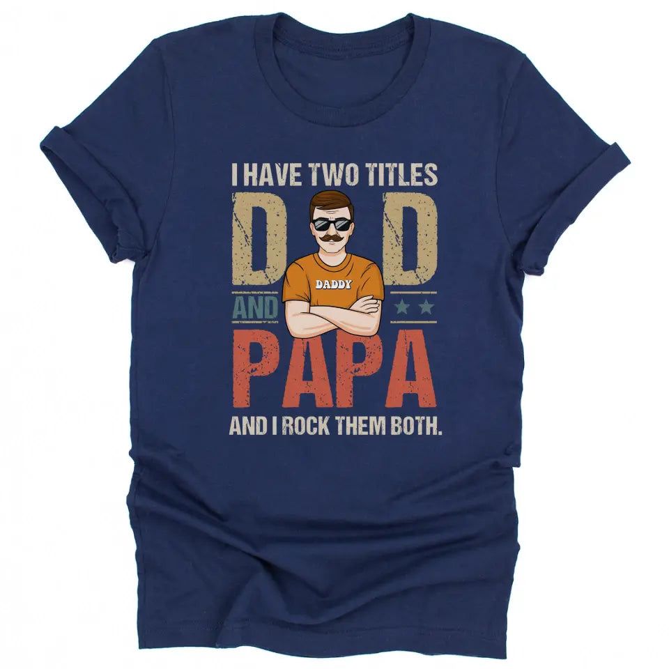 T-Shirt-Dad & Papa - Personalized Unisex T-Shirt | Dad T-Shirt | Gift for Grandpa | Father's Day Shirt-Unisex T-Shirt-Navy-JackNRoy