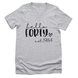 T-Shirt-Hello Forty (EST) - Personalized Unisex T-Shirt-Unisex V-Neck-S-JackNRoy