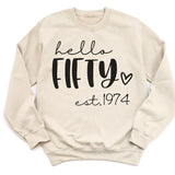 T-Shirt-Hello Fifty (EST) - Personalized Unisex T-Shirt-Unisex Sweatshirt-S-JackNRoy