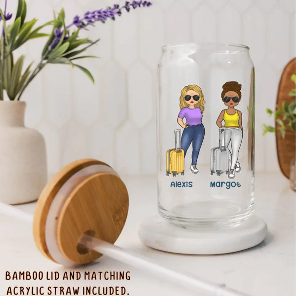 Glass Can-Girls Trip Cheaper Than Therapy - Personalized Glass Can (16oz) | Gift for Besties | Custom Tumbler-JackNRoy