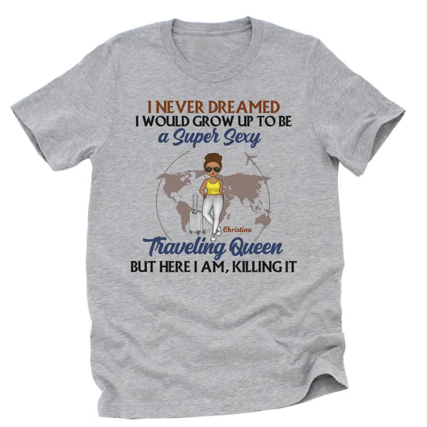 T-Shirt-Traveling Queen - Personalized Unisex T-Shirt | Gift For Her | Traveling Shirt-Unisex T-Shirt-Athletic Heather-JackNRoy