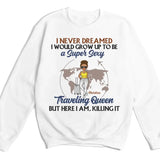 T-Shirt-Traveling Queen - Personalized Unisex T-Shirt | Gift For Her | Traveling Shirt-Unisex Sweatshirt-White-JackNRoy