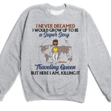 T-Shirt-Traveling Queen - Personalized Unisex T-Shirt | Gift For Her | Traveling Shirt-Unisex Sweatshirt-Sport Grey-JackNRoy