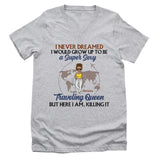 T-Shirt-Traveling Queen - Personalized Unisex T-Shirt | Gift For Her | Traveling Shirt-Unisex V-Neck-Athletic Heather-JackNRoy