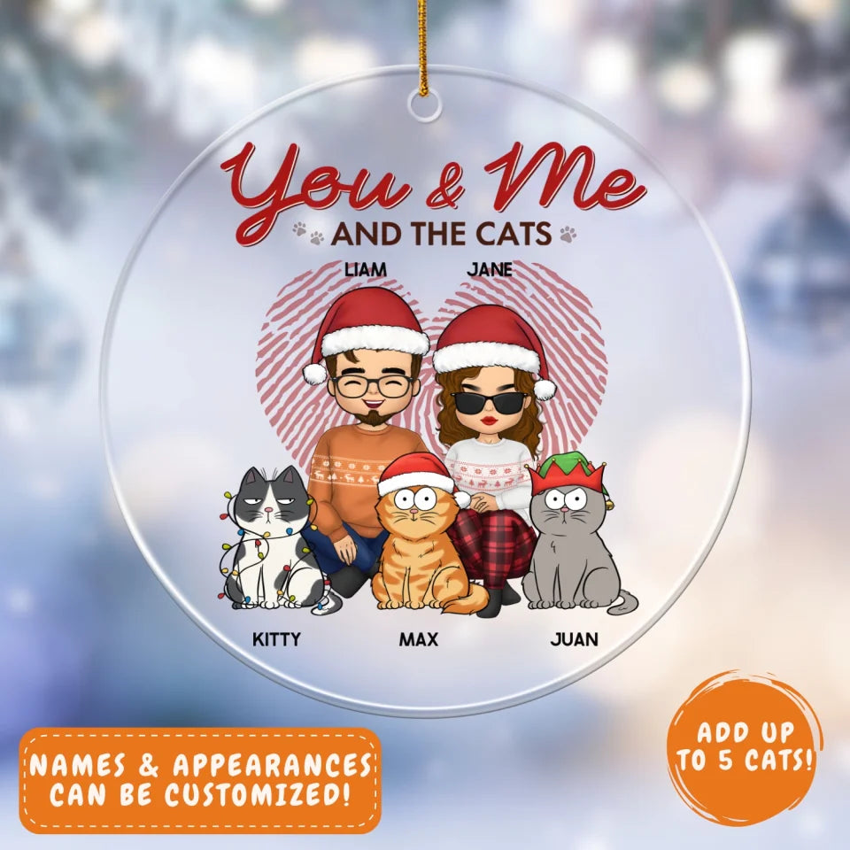 Acrylic Ornament-You & Me and the Cat - Personalized Acrylic Ornament | Couples Gift | Gift for Cat Lovers-JackNRoy