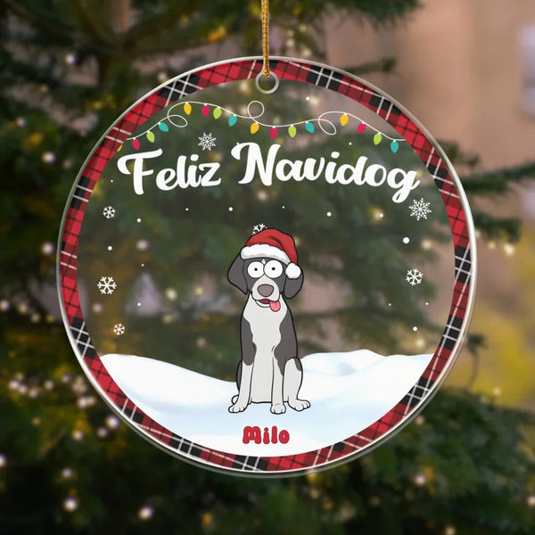 Acrylic Ornament-Feliz Navidog - Personalized Acrylic Ornament | Dog Lovers Gift-Acrylic Ornament-Clear Acrylic-JackNRoy