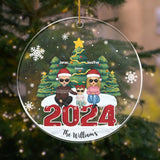 Acrylic Ornament-2024 Christmas Family with Kids - Personalized Acrylic Ornament | Family Christmas Gift-Acrylic Ornament-Clear Acrylic-JackNRoy