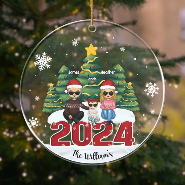 Acrylic Ornament-2024 Christmas Family with Kids - Personalized Acrylic Ornament | Family Christmas Gift-Acrylic Ornament-Clear Acrylic-JackNRoy