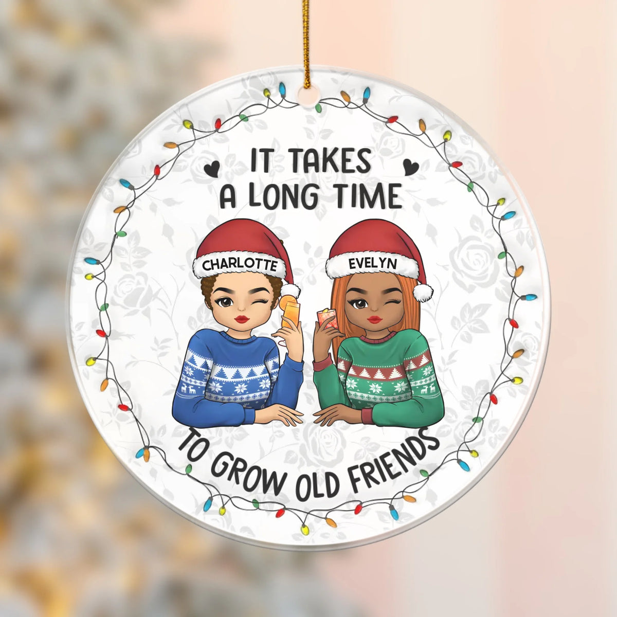 Acrylic Ornament-Old Friends - Personalized Acrylic Ornament | Besties Gift | Best Friends-Acrylic Ornament-Clear Acrylic-JackNRoy