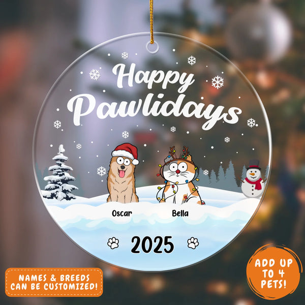 Happy Pawlidays - Personalized Acrylic Ornament | Pet Ornament | Pet Lovers