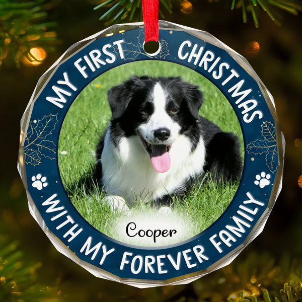 Ornament-Pet's First Christmas - Personalized Acrylic Ornament | Upload Your Photo | Pet Ornament-Glass Ornament-Glass-JackNRoy