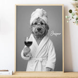 Poster-Spa Pet w/ Wine - Personalized Poster | Gift for Pet Lovers | Upload Your Photo-Poster-Matte-JackNRoy