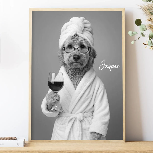 Poster-Spa Pet w/ Wine - Personalized Poster | Gift for Pet Lovers | Upload Your Photo-Poster-Matte-JackNRoy