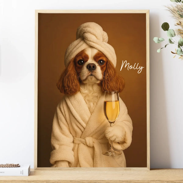 Poster-Spa Pet w/ Champagne - Personalized Poster | Gift for Pet Lovers | Upload Your Photo-Poster-Matte-JackNRoy