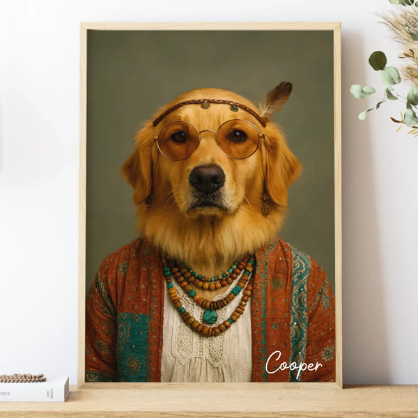 Custom Hippie Pet Outfit - Personalized Poster | Upload Your Photo | Pet Transformation