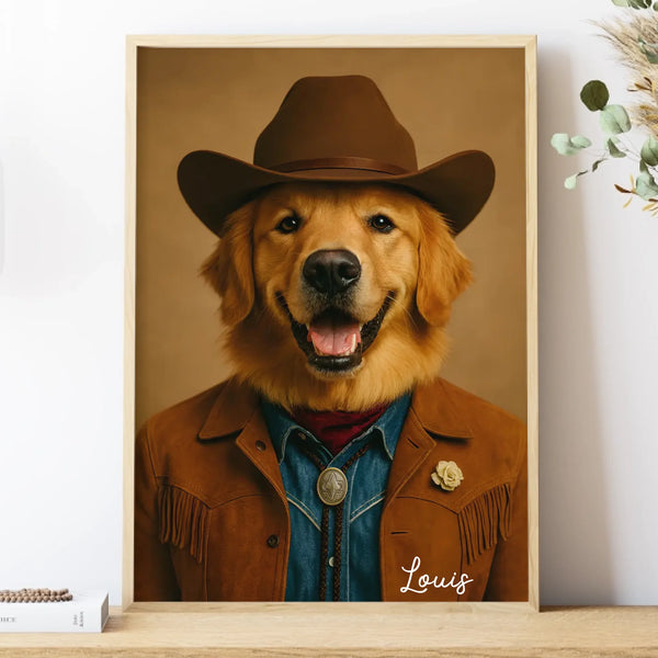 Poster-Custom Cowboy Pet Outfit - Personalized Poster | Upload Your Photo | Pet Transformation-Poster-Matte-JackNRoy