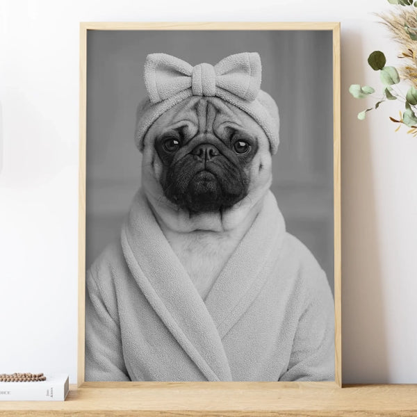 Poster-Custom Bathrobe Spa Outfit - Personalized Poster | Upload Your Photo | Pet Transformation-Poster-Matte-Printify
