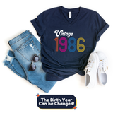 V-Neck Shirt-Vintage Custom Birthday V-Neck (Customize Your Year)-S-Navy-Jack N Roy