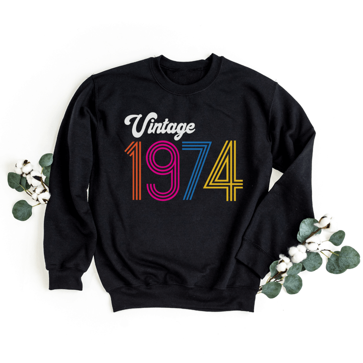 Sweatshirts-Vintage Custom Birthday Sweatshirt (Customized Year)-S-Black-Jack N Roy