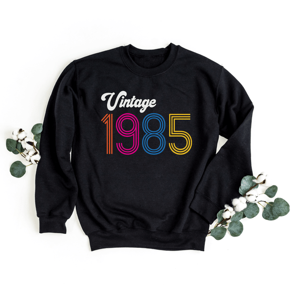 Sweatshirt-Vintage Custom Birthday Sweatshirt (Customized Year)-S-Black-Jack N Roy
