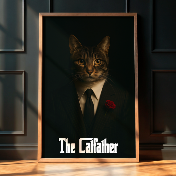 The Catfather/ Dogfather - Personalized Poster | Gift for Pet Lovers | Upload Your Photo