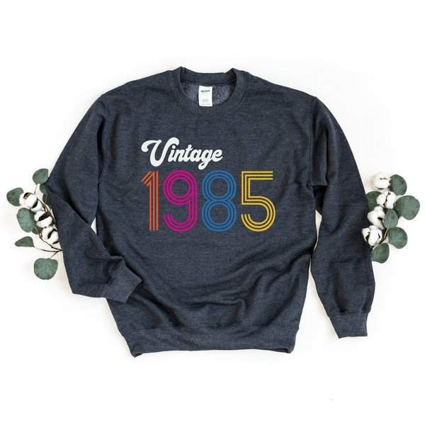 Sweatshirt-Vintage Custom Birthday Sweatshirt (Customized Year)-S-Dark Grey-Jack N Roy