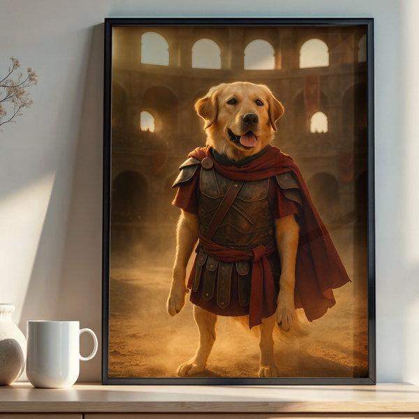 Custom Arena Warrior Pet Outfit - Personalized Poster | Upload Your Photo | Pet Transformation