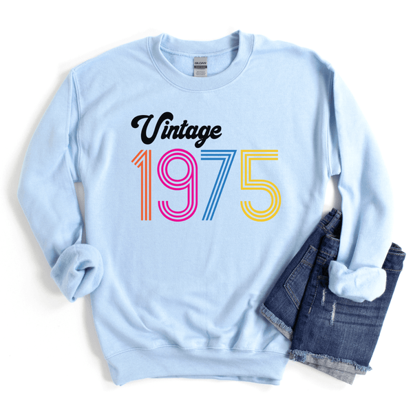 Sweatshirt-Vintage Custom Birthday Sweatshirt (Customized Year)-S-Light Blue-Jack N Roy