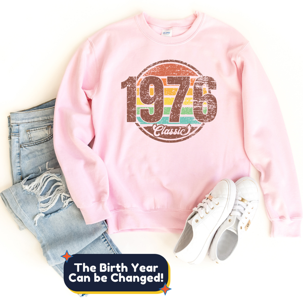 Sweatshirt-Classic Custom Birthday Sweatshirt (Customize Your Year)-S-Pink-Jack N Roy