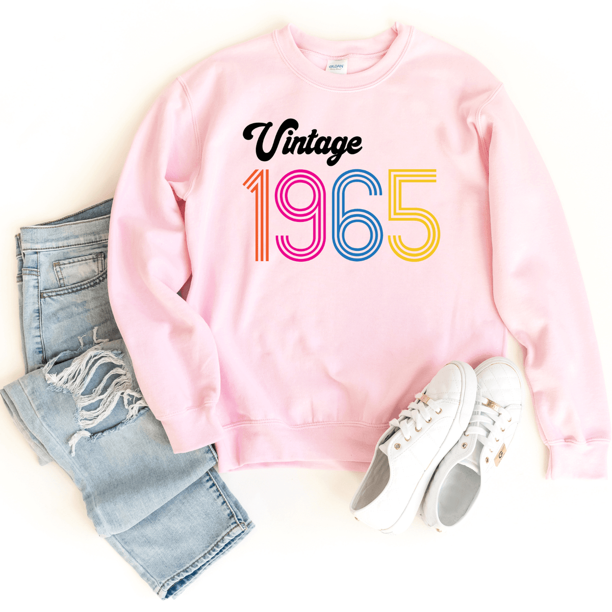 Sweatshirt-Vintage Custom Birthday Sweatshirt (Customized Year)-S-Pink-Jack N Roy