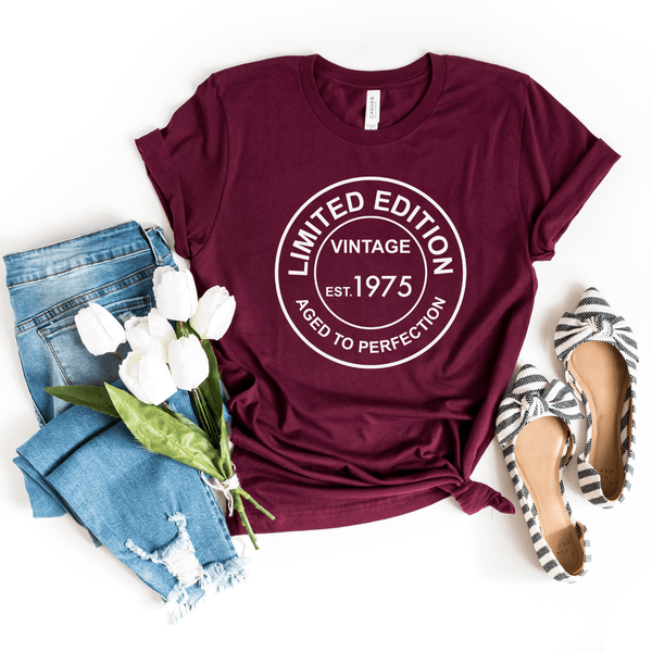 T-Shirt-Limited Edition Custom Birthday T-Shirt (Customize Your Year)-S-Maroon-Jack N Roy