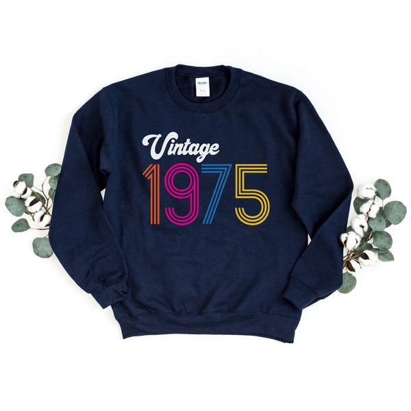 Sweatshirt-Vintage Custom Birthday Sweatshirt (Customized Year)-S-Navy-Jack N Roy
