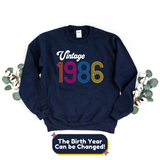 Sweatshirt-Vintage Custom Birthday Sweatshirt (Customized Year)-S-Navy-Jack N Roy