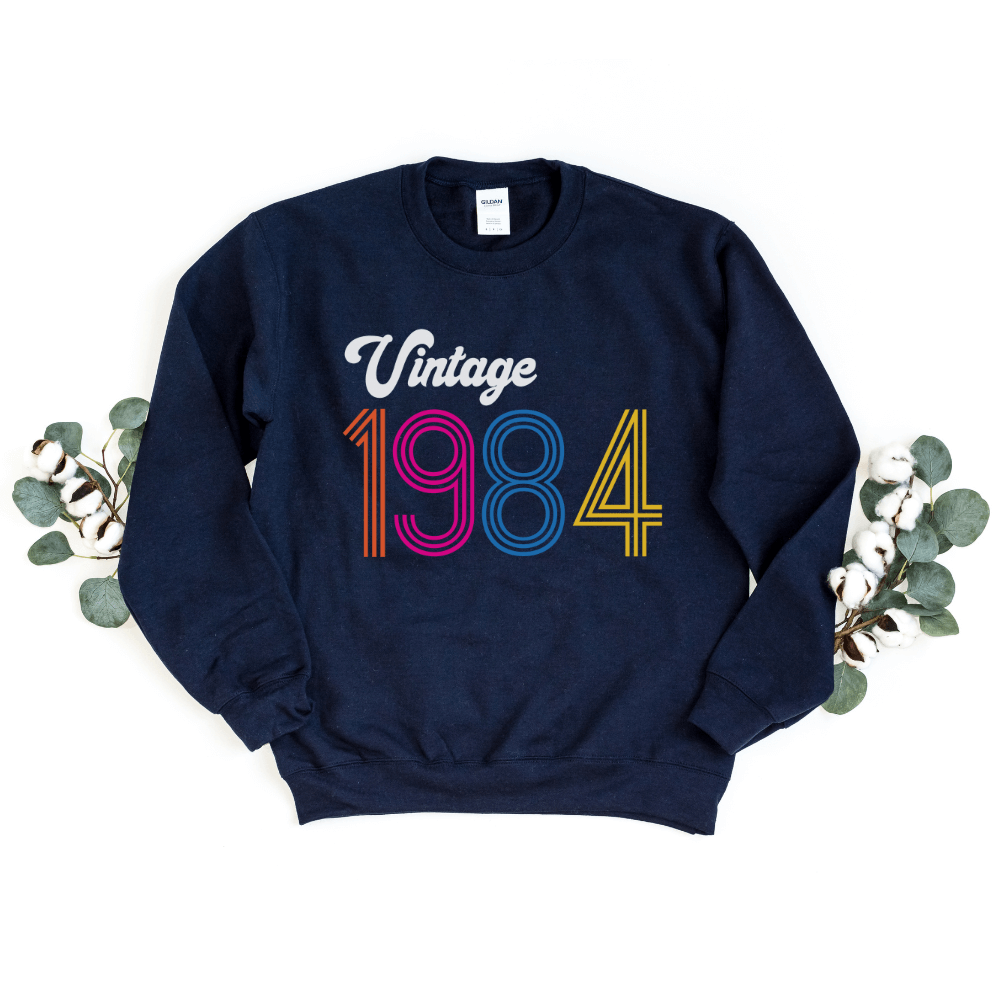 Sweatshirts-Vintage Custom Birthday Sweatshirt (Customized Year)-S-Navy-Jack N Roy