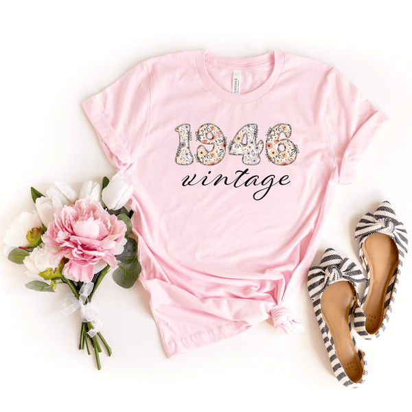 T-Shirt-1946 Vintage (Floral) T-Shirt-S-Pink-Jack N Roy