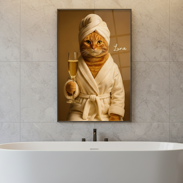 Spa Pet w/ Champagne - Personalized Poster | Gift for Pet Lovers | Upload Your Photo
