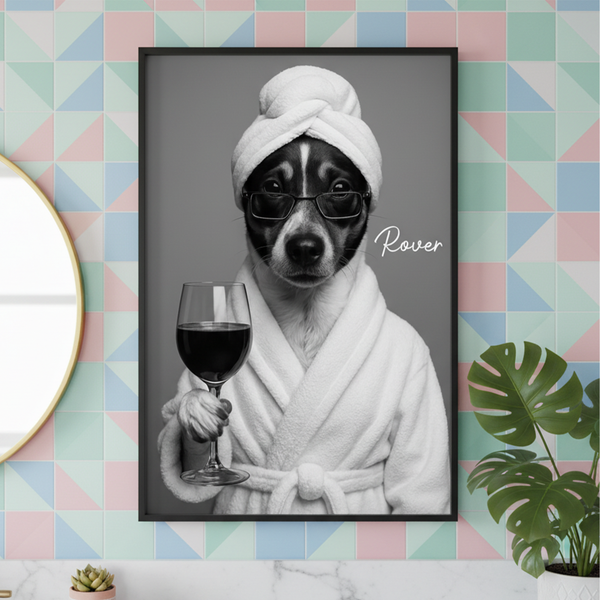 Spa Pet w/ Wine - Personalized Poster | Gift for Pet Lovers | Upload Your Photo