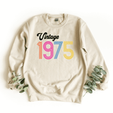 Sweatshirt-Vintage Custom Birthday Sweatshirt (Customized Year)-S-Sand-Jack N Roy