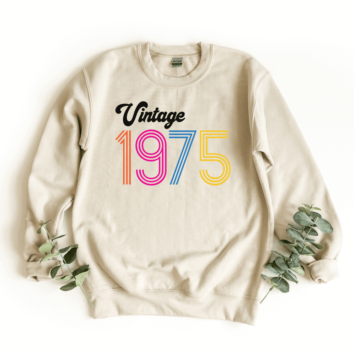 Sweatshirt-Vintage Custom Birthday Sweatshirt (Customized Year)-S-Sand-Jack N Roy
