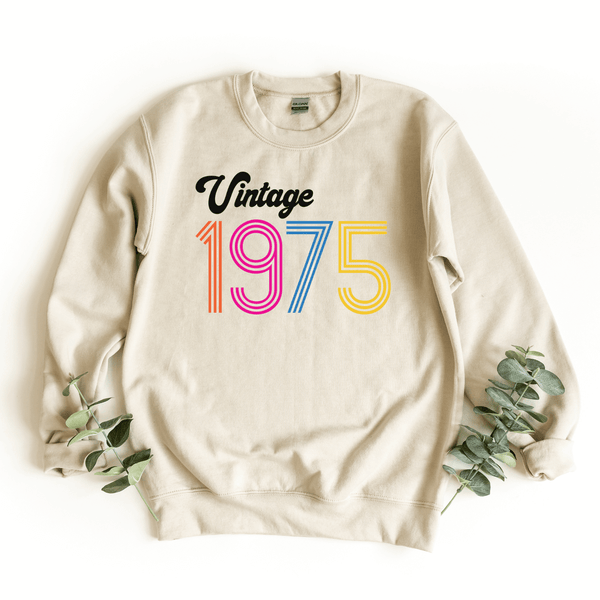Sweatshirt-Vintage Custom Birthday Sweatshirt (Customized Year)-S-Sand-Jack N Roy