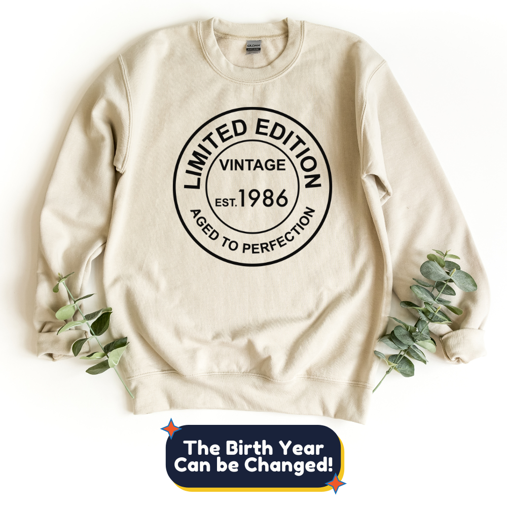 Sweatshirt-Limited Edition Custom Birthday Sweatshirt (Customize Your Year)-S-Sand-Jack N Roy