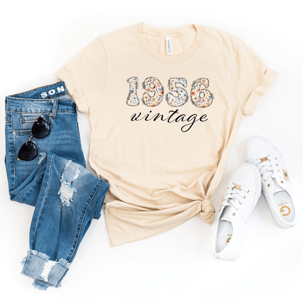 T-Shirt-1956 Vintage (Floral) T-Shirt-S-Soft Cream-Jack N Roy
