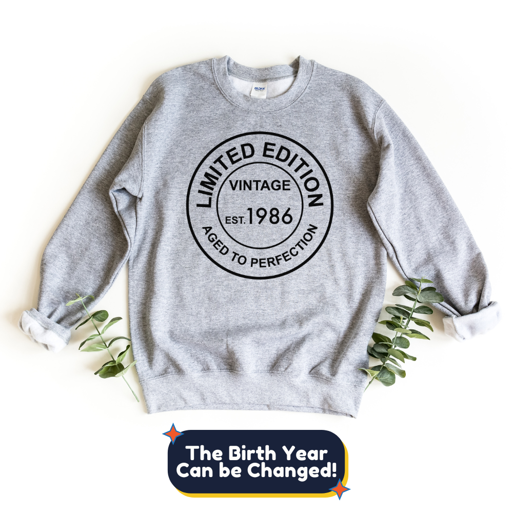 Sweatshirt-Limited Edition Custom Birthday Sweatshirt (Customize Your Year)-S-Sport Grey-Jack N Roy