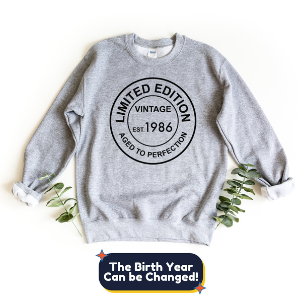 Sweatshirt-Limited Edition Custom Birthday Sweatshirt (Customize Your Year)-S-Sport Grey-Jack N Roy