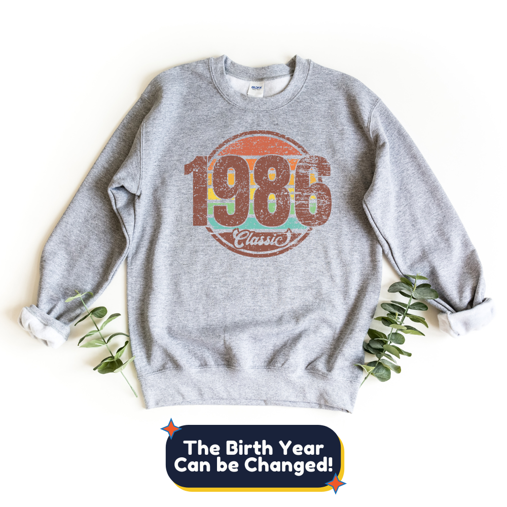 Sweatshirt-Classic Custom Birthday Sweatshirt (Customize Your Year)-S-Sport Grey-Jack N Roy