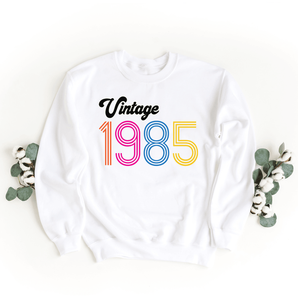 Sweatshirt-Vintage Custom Birthday Sweatshirt (Customized Year)-S-White-Jack N Roy