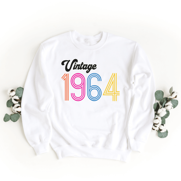 Sweatshirts-Vintage Custom Birthday Sweatshirt (Customized Year)-S-White-Jack N Roy