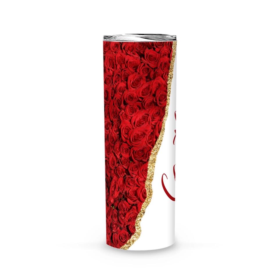 Tumblers-Personalized Skinny Tumbler (20oz) - Red Rose-Jack N Roy